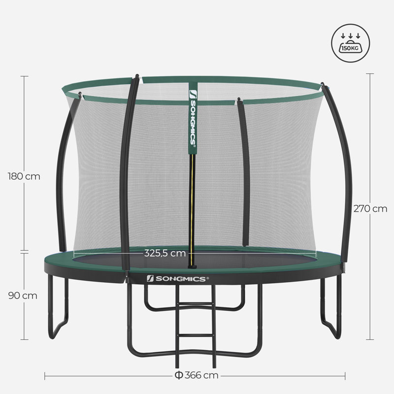 Songmics 111.6cm Round Backyard Trampoline with Safety Enclosure, Green