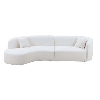 Luxury Modern Style Living Room Upholstery Curved Sofa With Chaise 2-Piece Set, Left Hand Facing Sectional, Boucle Couch