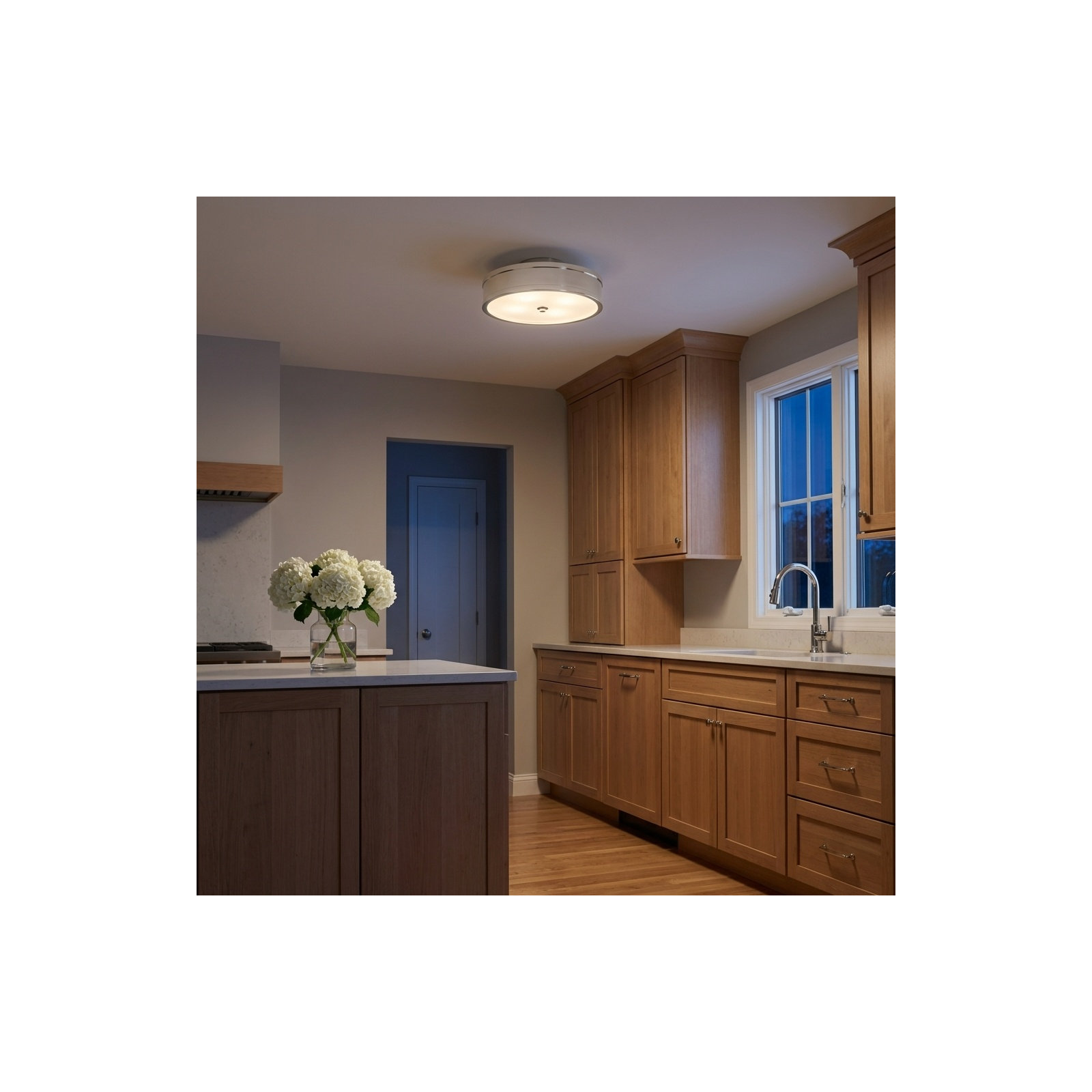 Radcliff Round Semi Flush, Polished Nickel, 4" H x 12" W x 12" D