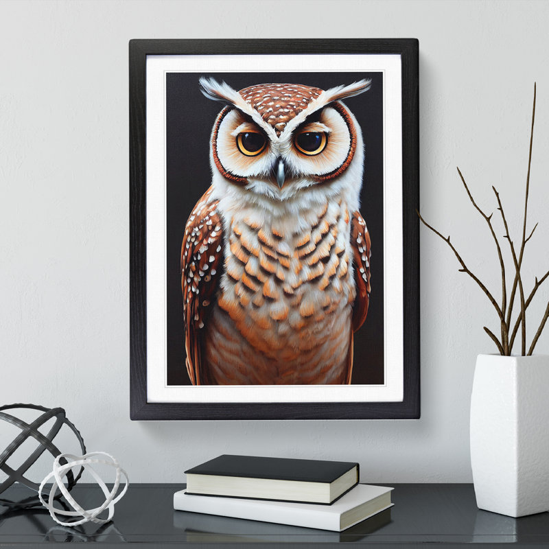 Owl Portrait No.5 - Framed Print, Black Framed, 64cm H x 46cm W x 2cm D