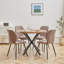 Modern 5-Piece Round Dining Table Set with Upholstered Diamond Pattern Chairs for Dining Room and Kitchen-1685596120-1686694137