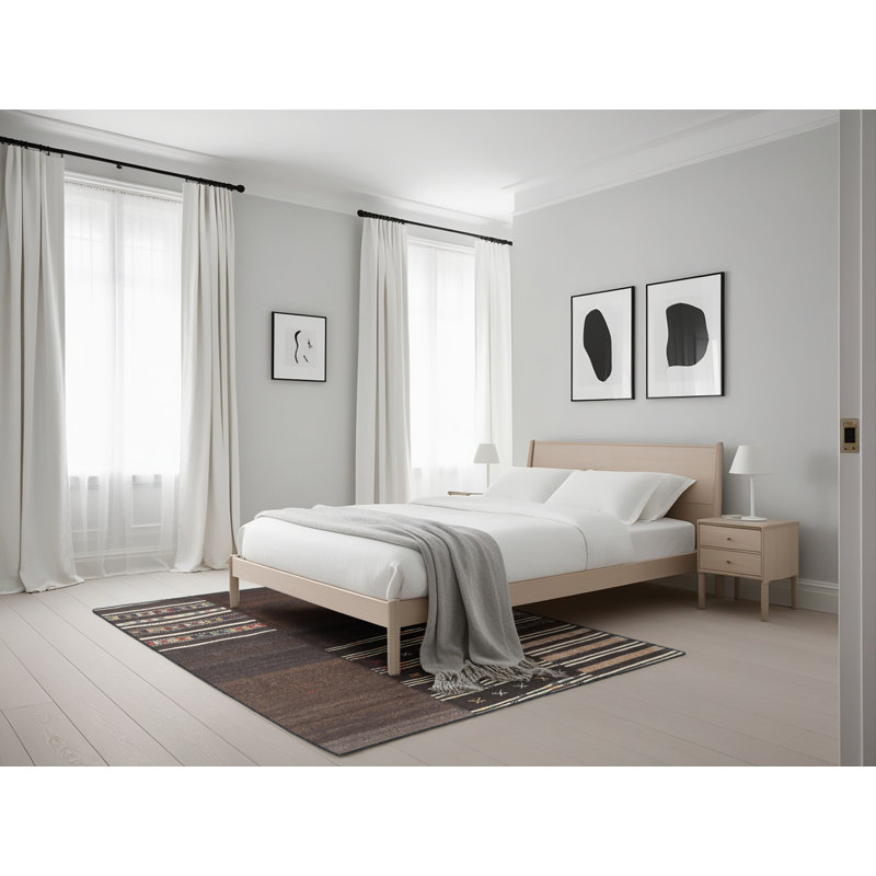 Tapis contemporain brun / noir, Rectangle 5 pi x 7 pi