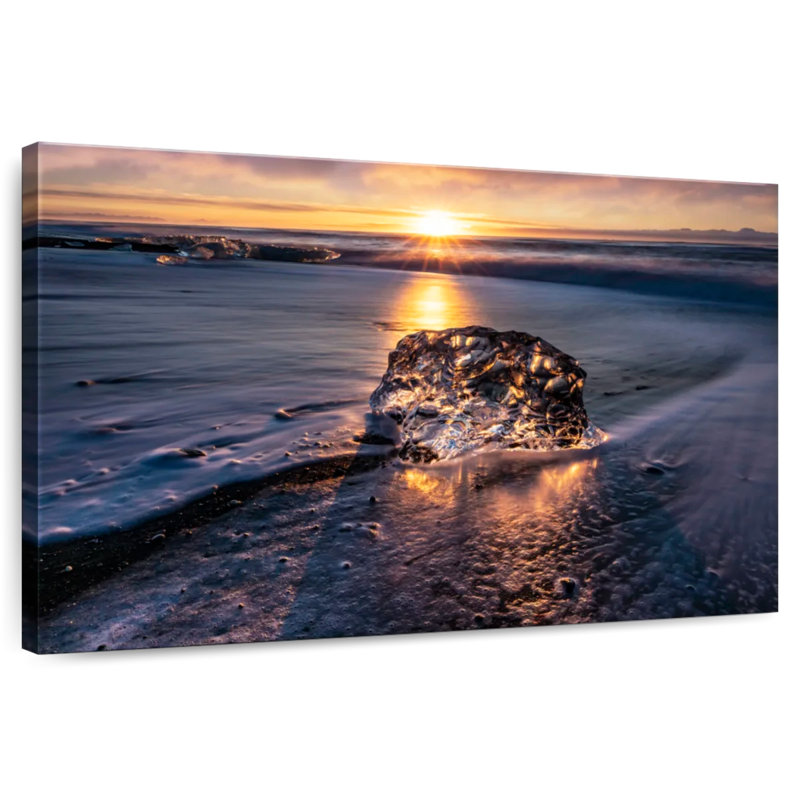 Petit glacier Gillard sur la lagune de Jokulsarlon au coucher du soleil, H 34 po x l 51 po