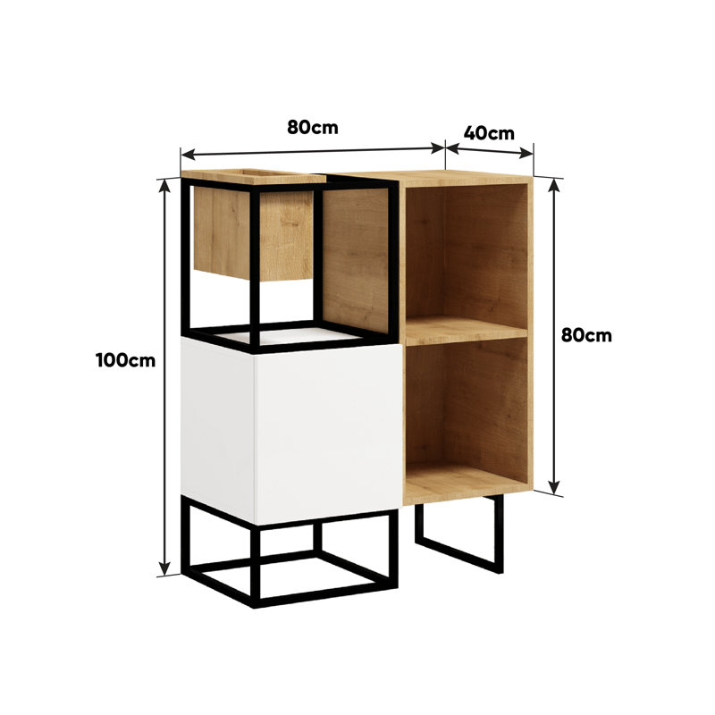 Harmandeep 100 cm H x 80 cm W Steel Geometric Bookcase, 100cm H x 80cm W x 40cm D