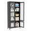Grande armoire de rangement en métal avec 4 portes vitrées et 5 tablettes latérales