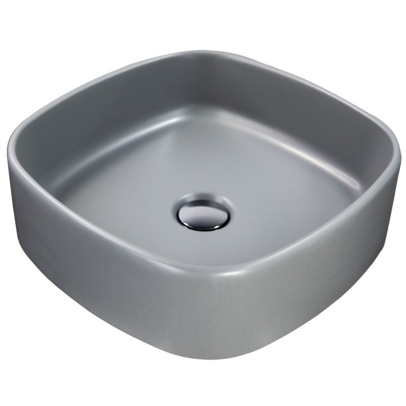 Regatta Poured Square Vessel Bathroom Sink, Concrete