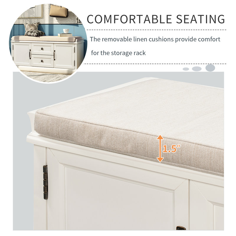 Banc de rangement Verdell, Blanc