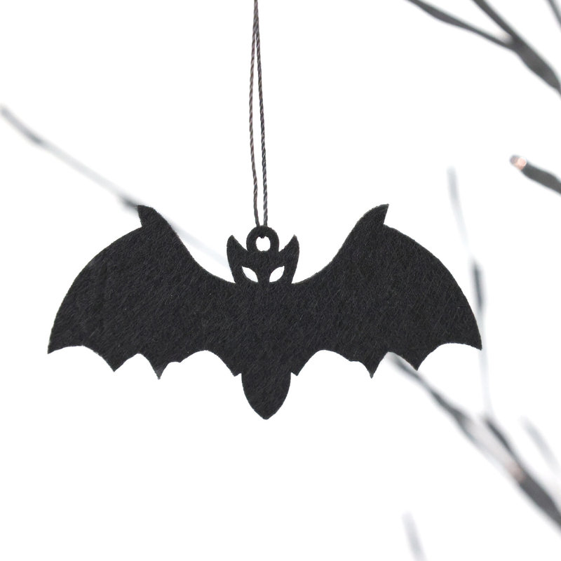 Set of 3 Black Halloween Trees with Orange LED Lights
