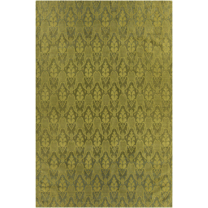 Tapis de la zone verte en laine à motifs Shenaz, 5 pi x 7 pi 6 po