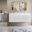 Meuble-lavabo mural de 152 cm avec lavabo double, armoire en mélamine gris cendré, comptoir en pierre artificielle blanche lustrée-15449546-15449551