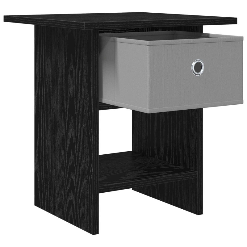 41cm W Composite Bedside Table, Black Oak