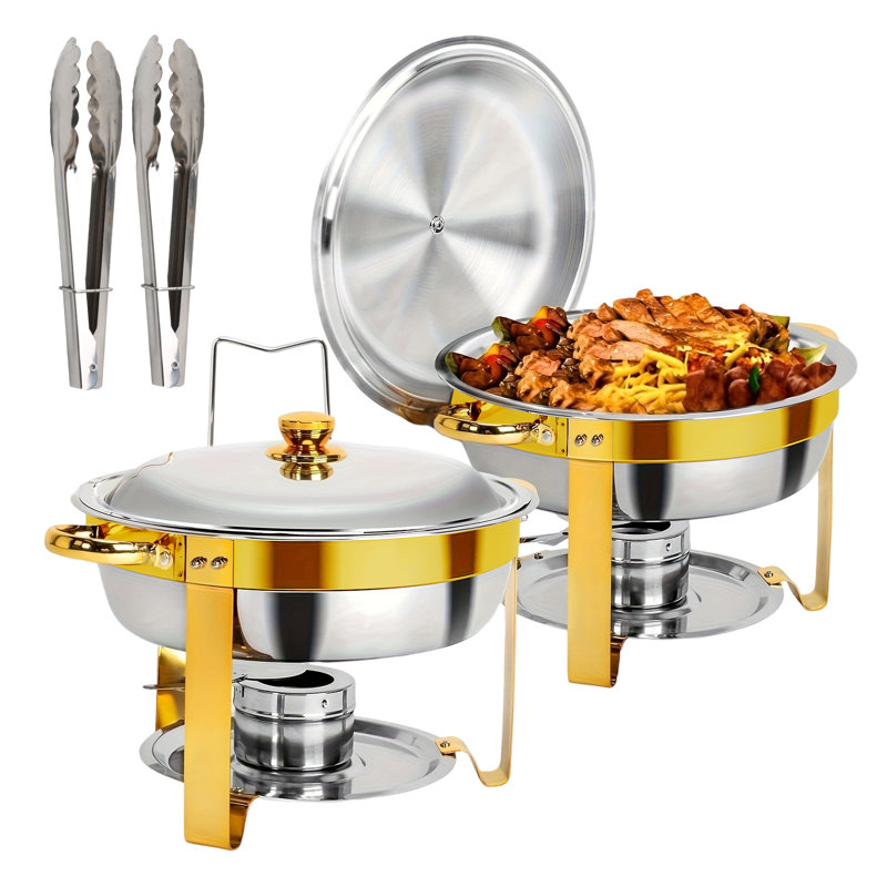 2 Pack 4.5L Round Chafing Dish Buffet Set
