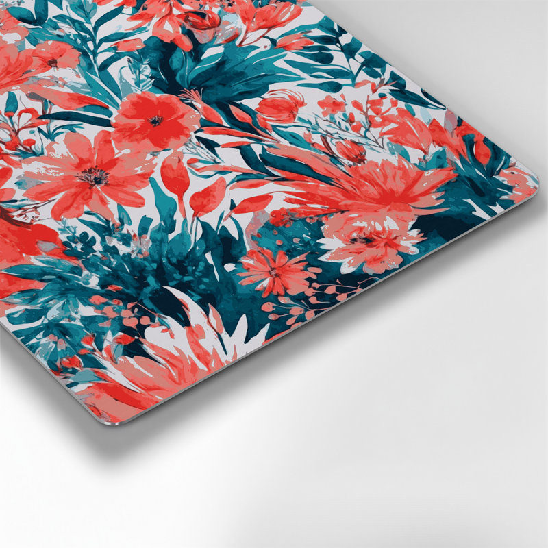 Aquarelle florale, art mural rouge en métal 26, H 12 po x l 12 po