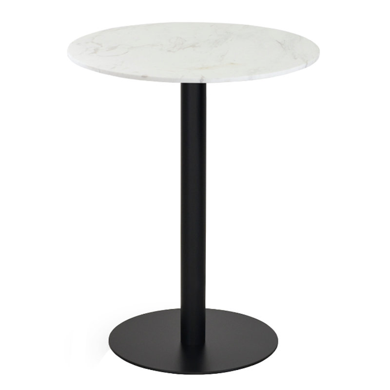 Tango Marble Bar Height Pedestal Table, Black, White, 31.5" W x 31.5" L