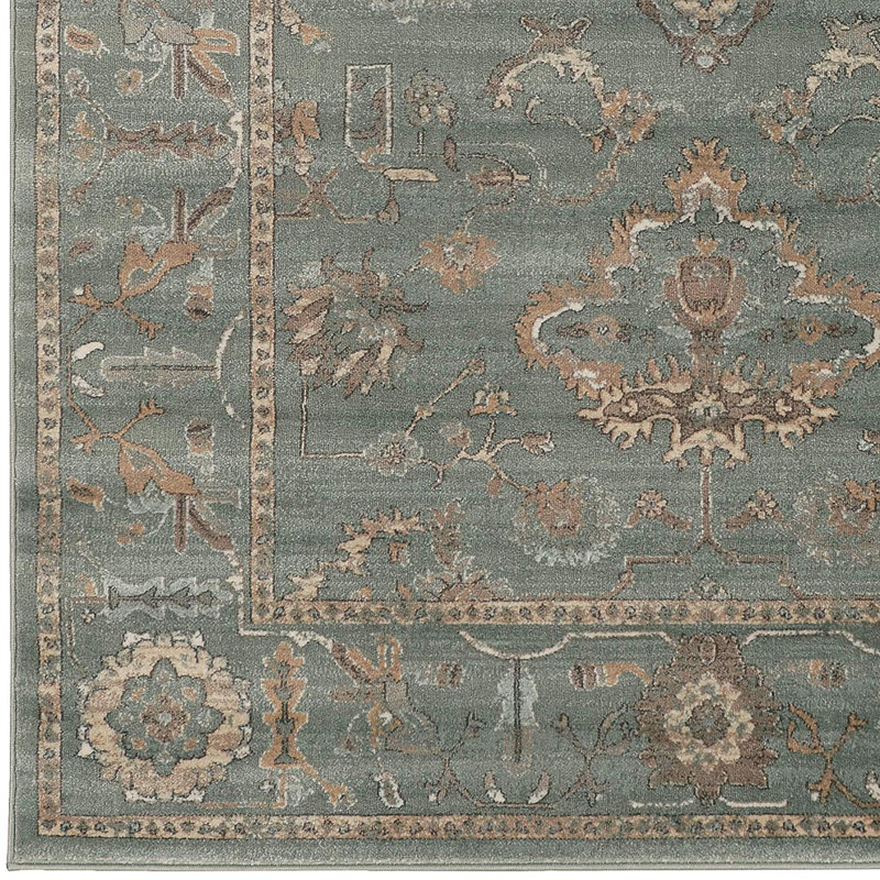 Oriental Green Area Rug, Runner 2'2" x 7'7"