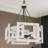 Marchini 4-Light Geometric Chandelier with Rusty Finish Weathered Off-White Wood Frame