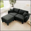 Canapé modulaire en tissu 2 places avec accoudoirs en forme de coquille, repose-pieds amovible et pieds cylindriques en tissu Boucle-26542728