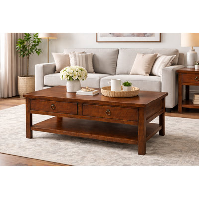 Table basse avec rangement en bois massif Bloomingdale