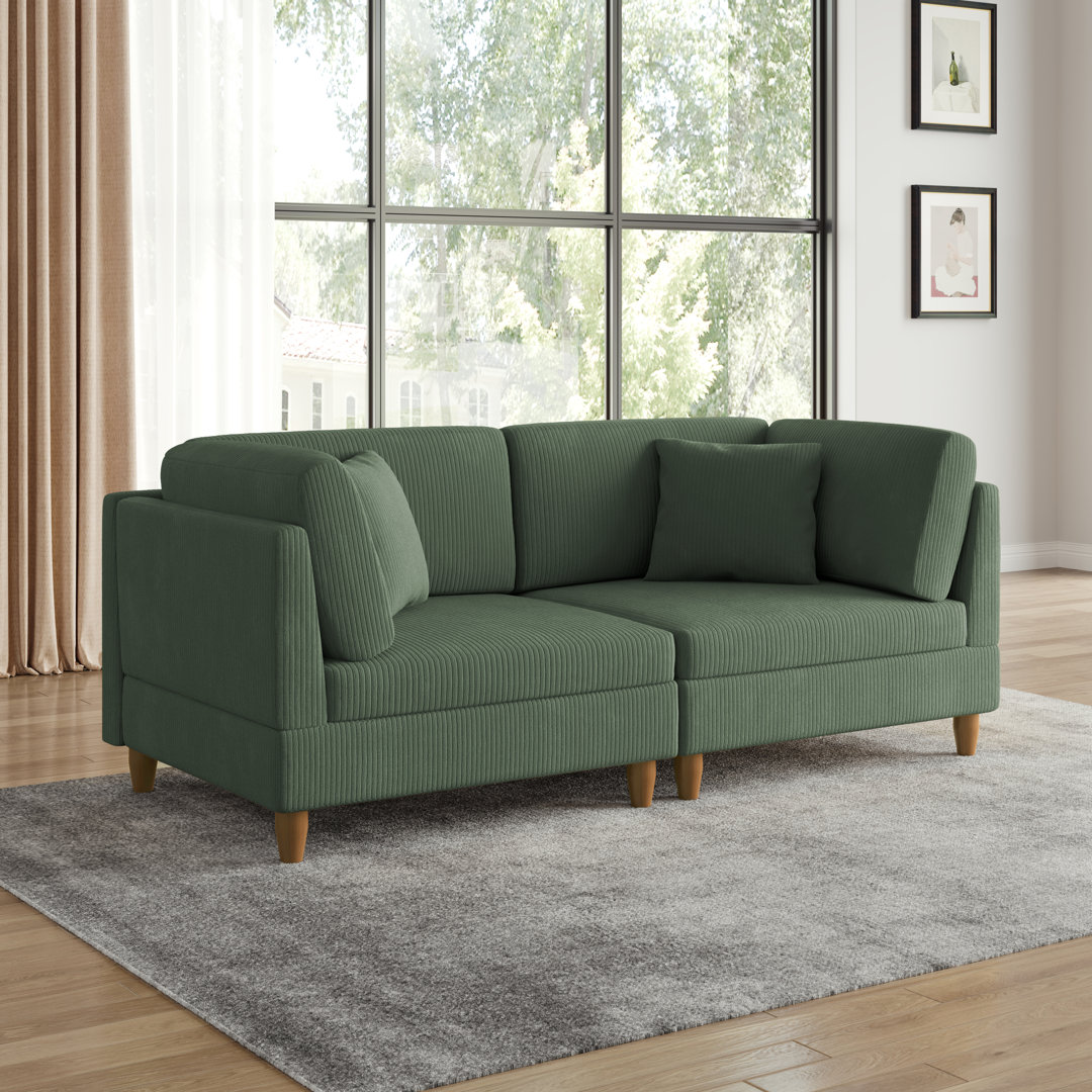 Seemab 2 - Piece Upholstered Corduroy Modular Sectional with Pillow Back and Solid Wood Legs Latitude Run® Upholstery 
