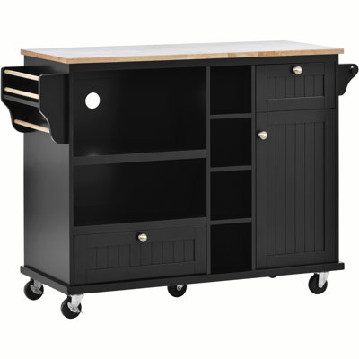 Kitchen Cart With Storage And Two Locking Wheels