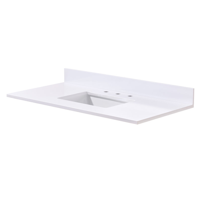 Snow White 43" Composite Stone Vanity Top with Rectangular Sink