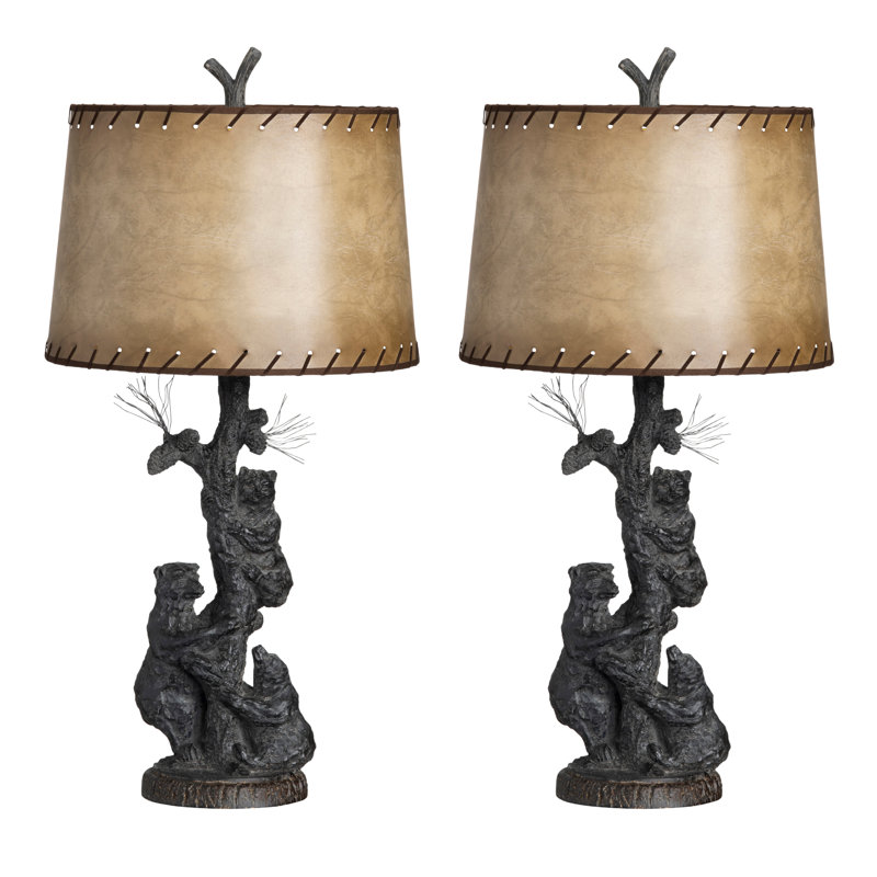 30" Resin Table Lamp With Tan Shade