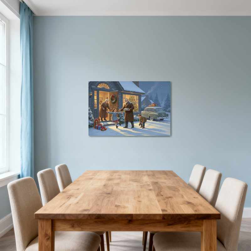 Noël en famille à la maison, H 20 po x l 30 po