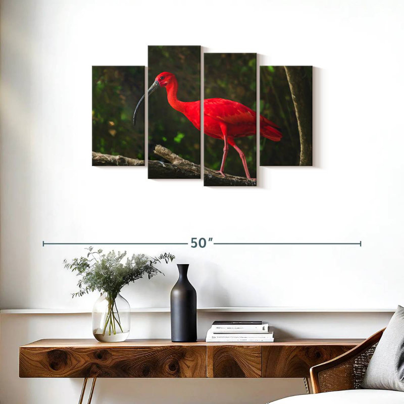 Red Ibis Bird, H 22 po x l 36 po