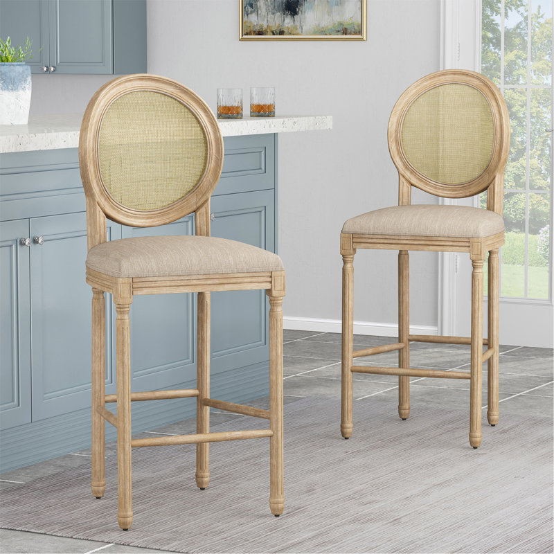 Charming Bar Stools With Intricate Carved Legs And Circular Backs, Offering Style And Comfort