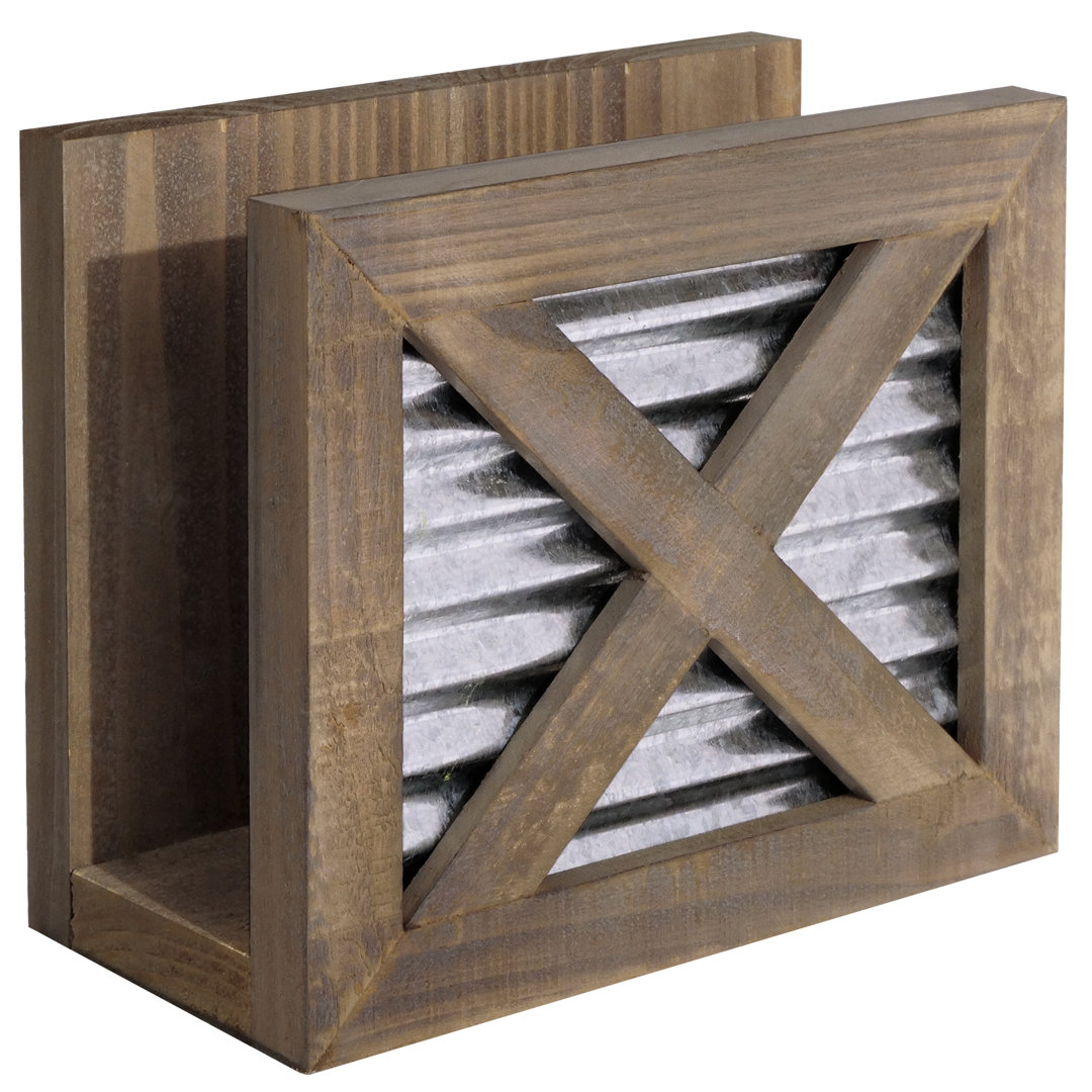 Rustic Farmhouse Wood Napkin Holder August Grove® 