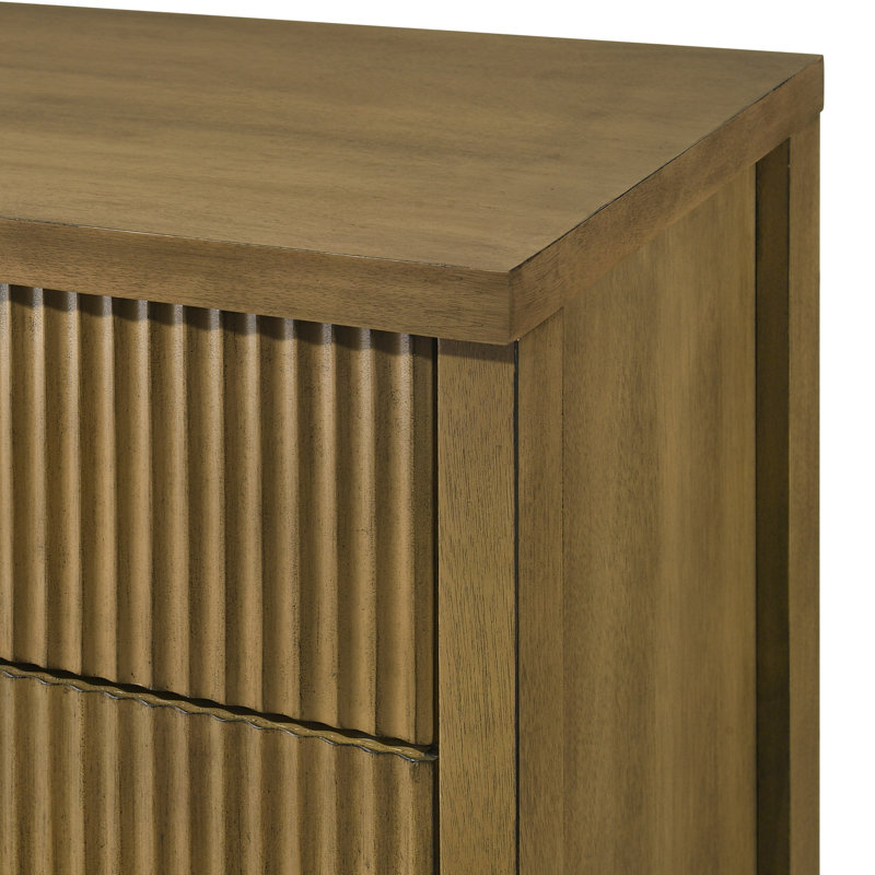 Aurelin Mid-Century Modern 2 Pieces Bedroom Set, Antique Oak