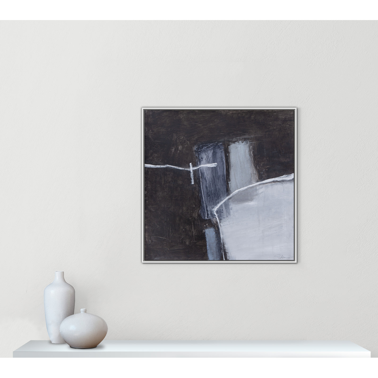 Graphite Gemstones Collection "Graphite Gemstones I" Print, White, 37.5" H x 37.5" W