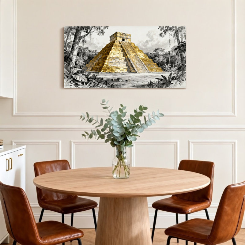 «Scenic & Cityscapes Golden Pyramid Jungle», reproduction d'art monochrome, H 24 po x l 48 po