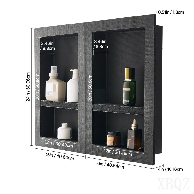 Shower Niche 16"X 24"+ 16"X 24"Recessed Wall Organizer For Bathroom