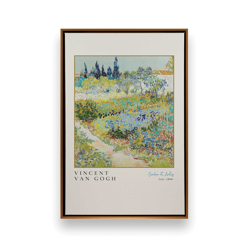 Jardin Van Gogh à Arles, H 12,75 po x l 8,75 po x P 1,75 po, Cadre flottant or poli