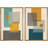 Abstract Vibrant Color Blocks " Mid-Century Green And Yellow Polygon Collage Abstract Shapes Modern " 2 - Pieces-92285112-92285111