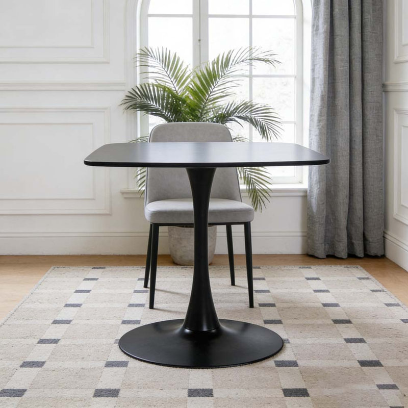 Table tulipe 24 pouces carrée noire pour 2 à 4 personnes, Noir, H 28,93 po x L 23,62 po x l 23,62 po
