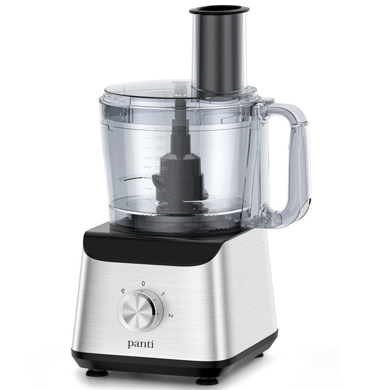 Robot culinaire 12 tasses Panti, hachoir à légumes 4 fonctions 600W pour hacher, trancher, purées et pâte, 3 pales, Noir