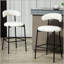 Tabouret de bar 26 po à hauteur de comptoir avec housse en tissu Teddy et îlot de cuisine avec base thermolaquée noire et repose-pieds-487759145