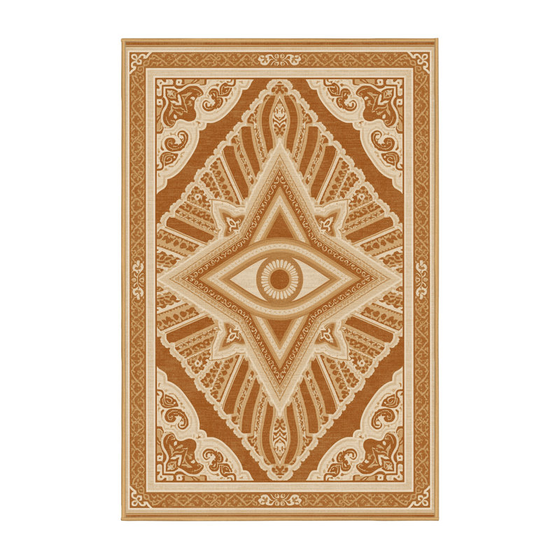 Tapis oriental classique Melton lavable à la machine - Brun clair, 8 x 10