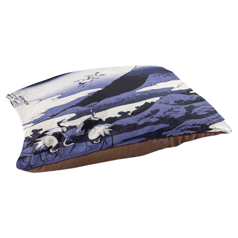 Coussin de concepteur japonais pour grues Burkart, L 32,5 po x l 42,5 po, Bleu / brun foncé