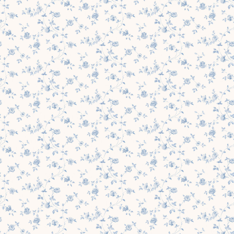Miniatures 3 Collection Modern Rose Trail Wallpaper Roll, Blue/White
