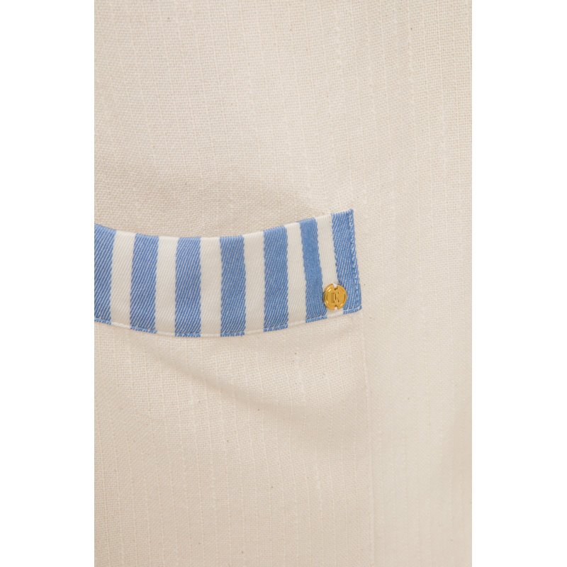 Peshtemal Kutnu Trim Kimono, Blue/Cream