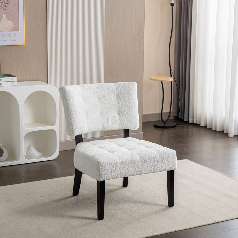 White Chair With Spacious , - Adds Comfort And Style Boucle Chair, Oversized Stylish, For Bedroom, Living Room, 27W X 31D 34H,