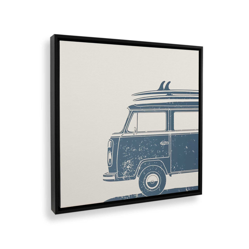 Surfside cruiser, H 12,75 po x l 12,75 po, Impression dans un cadre flottant sans passe-parto, Noir satiné