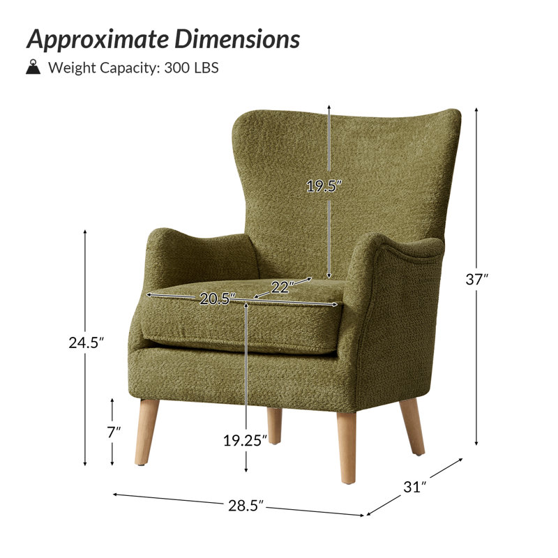 Fauteuil à oreilles 28,5 po Caden, Mousse