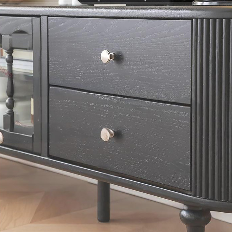 Meuble télé rétro, Noir, 70.9"