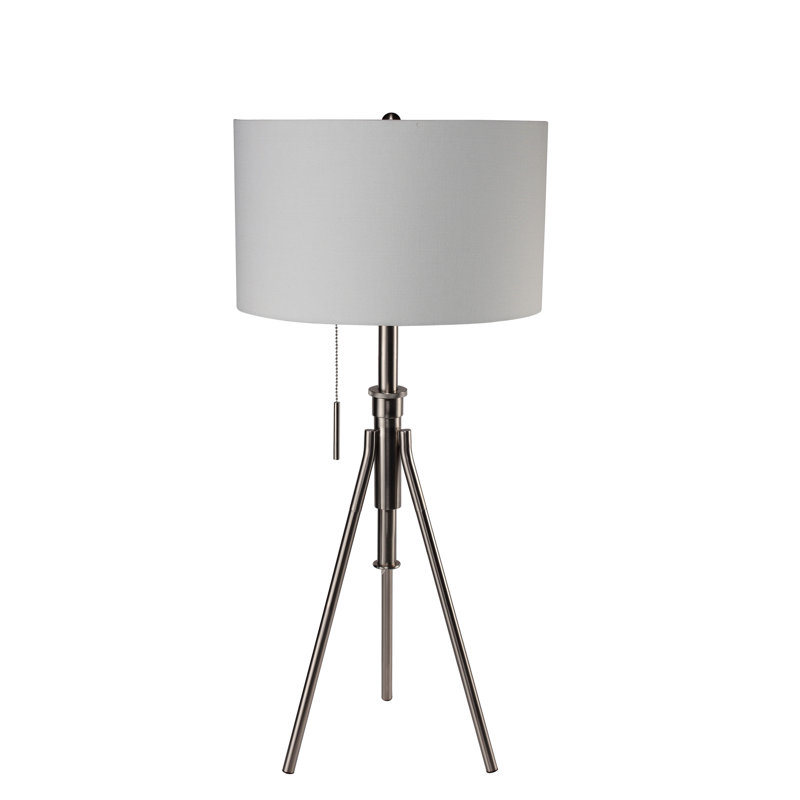 Lampe de table à trépied réglable 32-37 "H, Nickel brossé