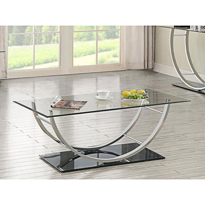 Rectangular U-Shaped Glass Top Coffee Table