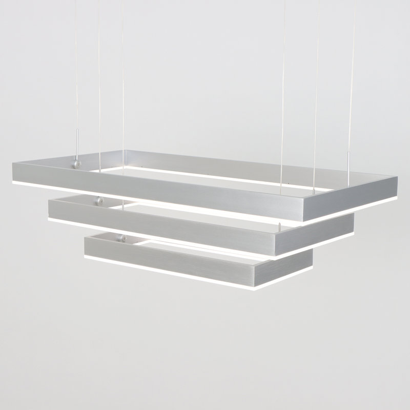 Lustre intégré pour îlot de cuisine à 3 lumières DEL Anjeliett, 73 po H x 39,4 po L x 19,6 po P, Argent argent